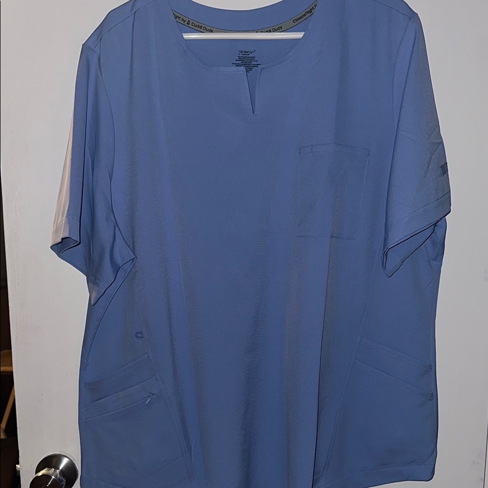 ClimateRight by Cuddl Duds Women’s Scrub Top- light blue